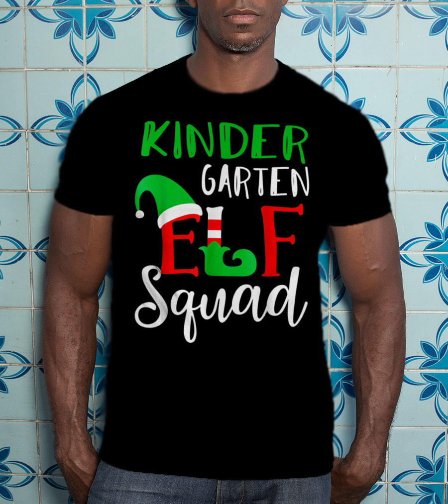 Kindergarten Elf Squad Christmas Teacher Festive Holiday T-Shirt