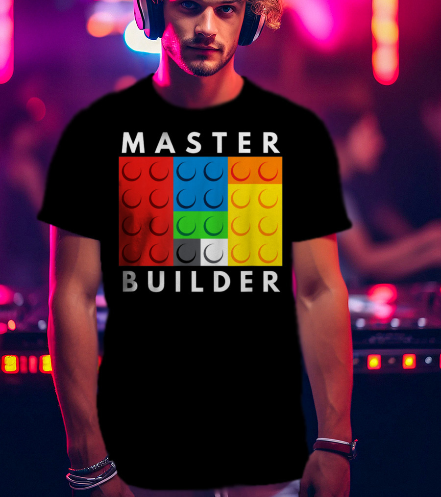 Master Builder Building Blocks Colorful Brick T-Shirt