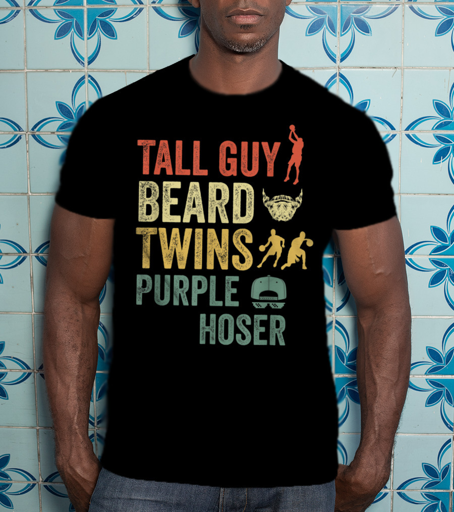 Perfect Dude Tall Guy Beard Twins Purple Hoser Basketball Cap T-Shirt