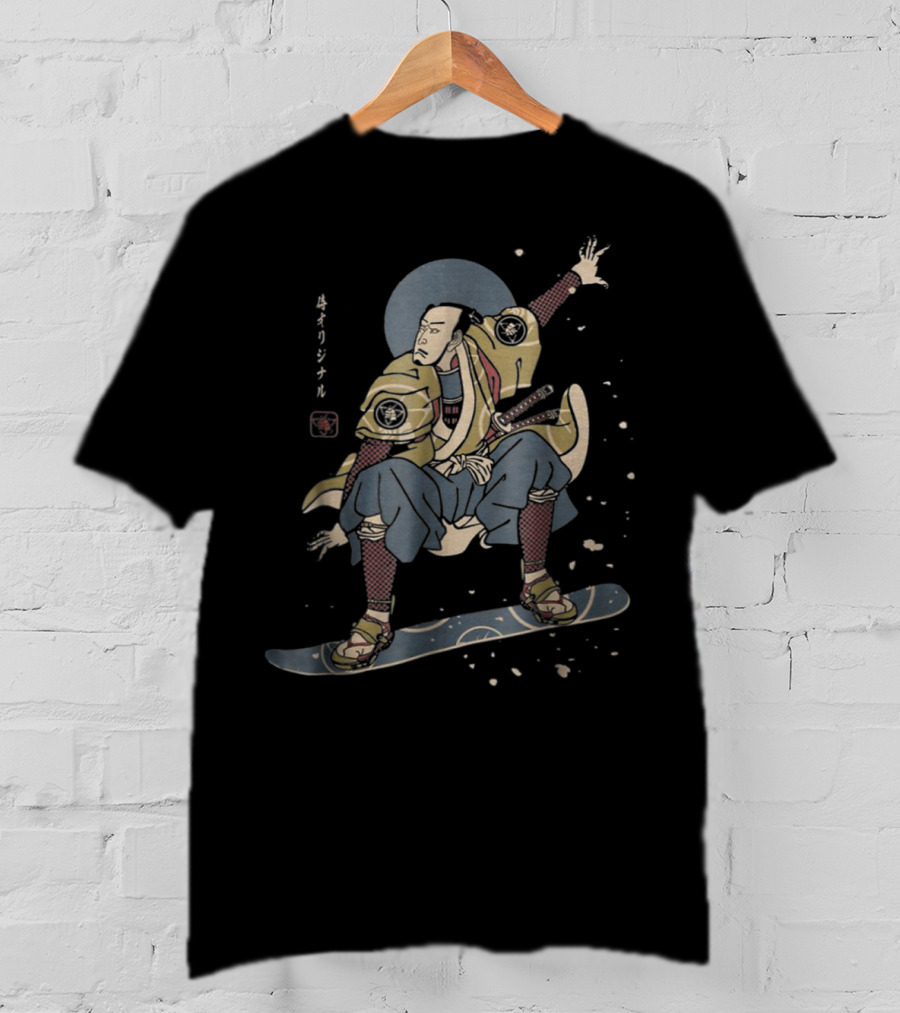 SNOWBOARDSAMURAI Windsurfing Ukiyo-e Style Snowboarding Samurai T-Shirt