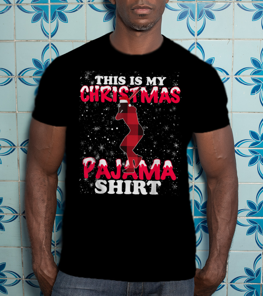 This Is My Christmas Pajama Shirt Plaid Baseball T-Shirt