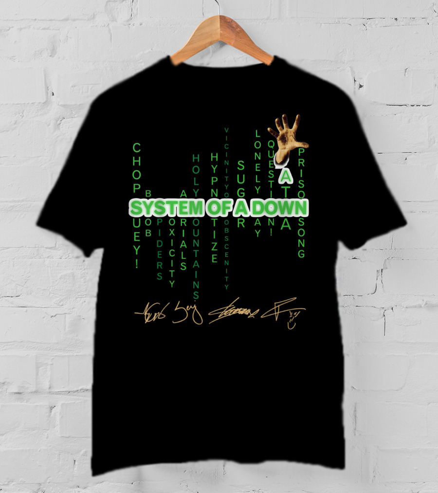 System Of A Down Toxicity Chop Suey Vicinity Holy Mountains Prison Song Hand Signatures T-Shirt