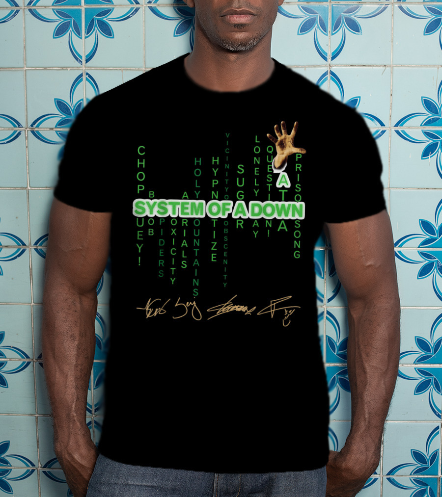 System Of A Down Toxicity Chop Suey Vicinity Holy Mountains Prison Song Hand Signatures T-Shirt