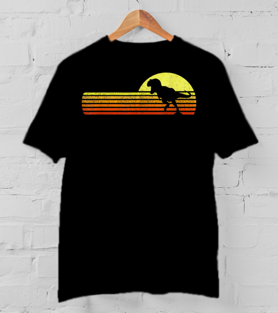 Retro Sunset Tyrannosaurus Rex Dinosaur Paleontology Science T-Shirt