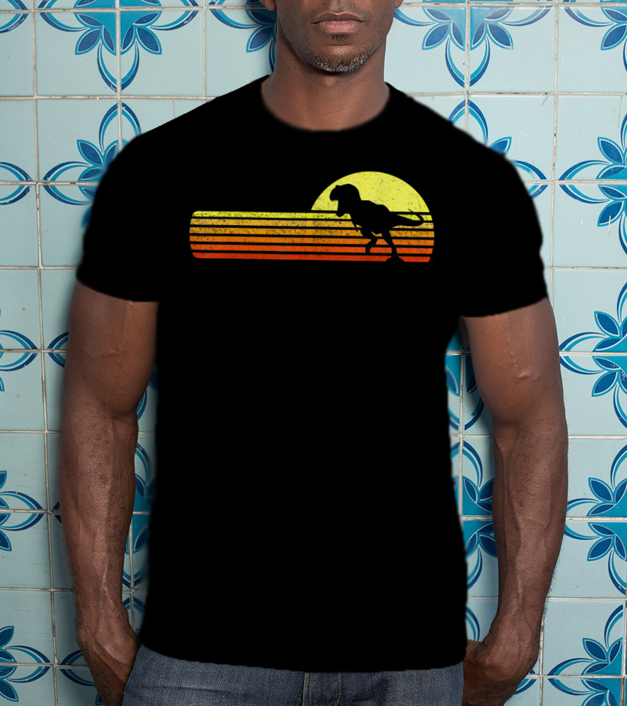 Retro Sunset Tyrannosaurus Rex Dinosaur Paleontology Science T-Shirt