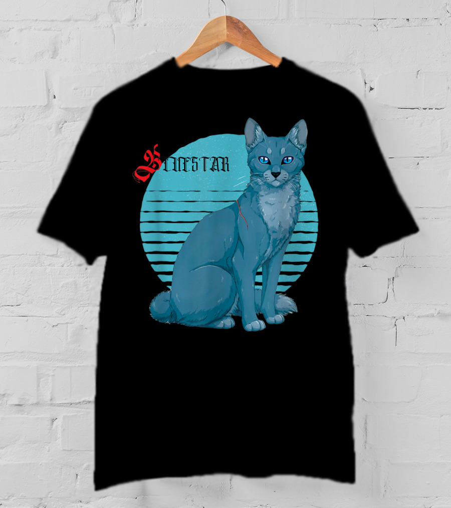 Bluestar Warrior Cats With Blue Striped Circle Background T-Shirt