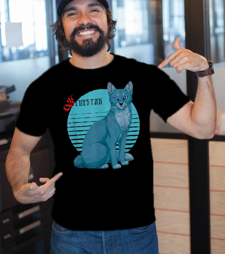 Bluestar Warrior Cats With Blue Striped Circle Background T-Shirt