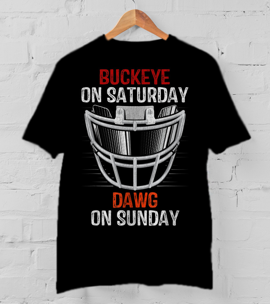 Buckeye On Saturday Dawg On Sunday Football Helmet Fan Crossover T-Shirt