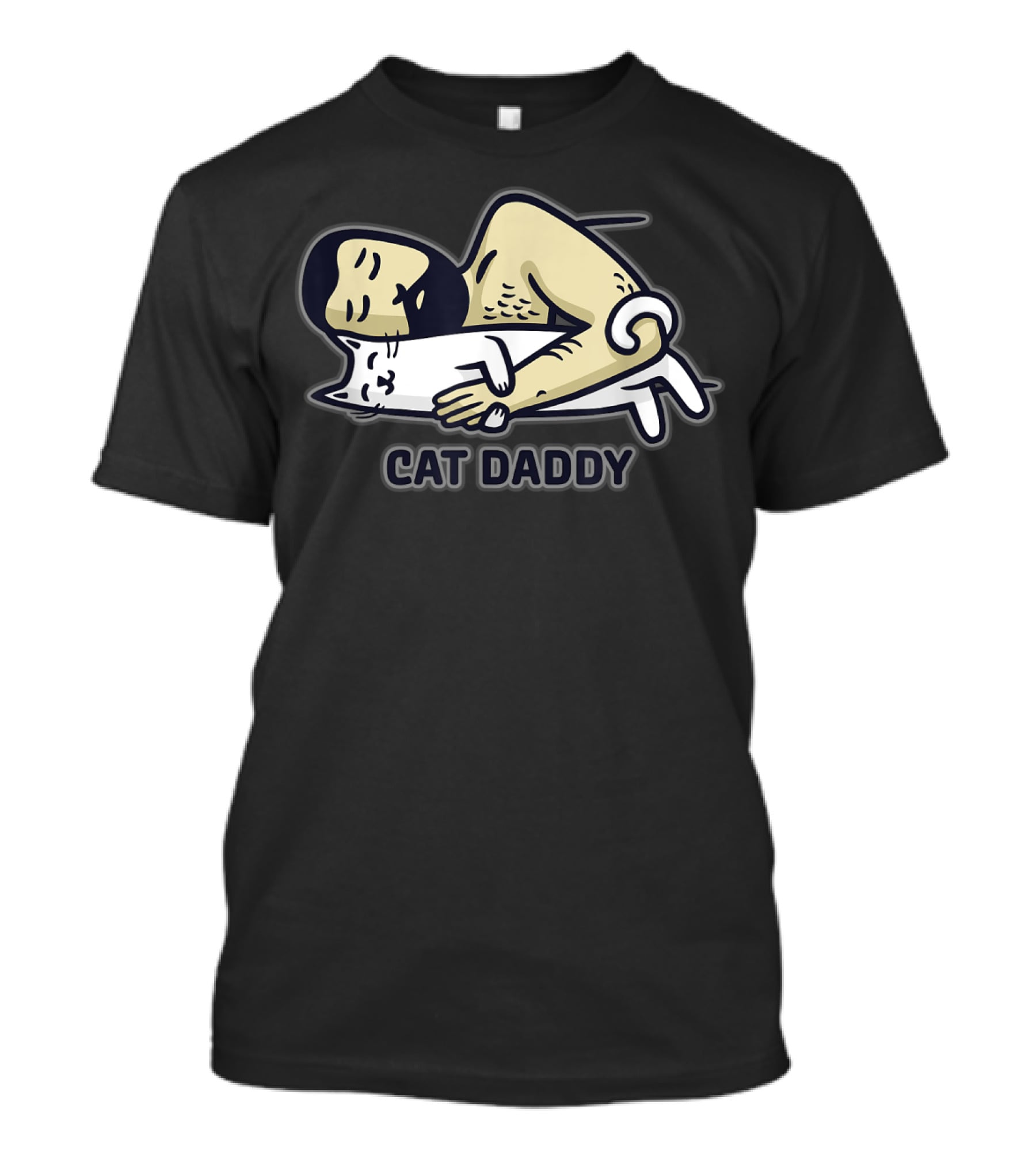 Cat Daddy Sleeping Man Hugging Cat T-Shirt