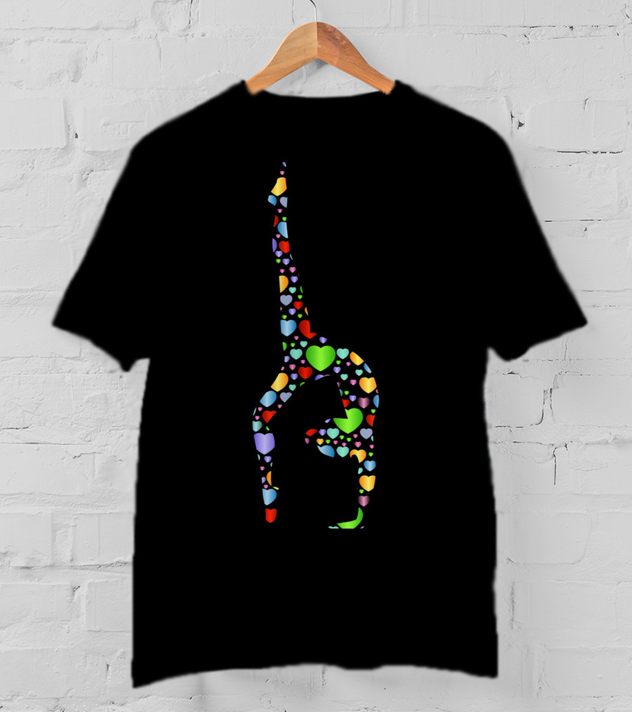Multicolor Hearts Gymnastics Silhouette Gymnast T-Shirt