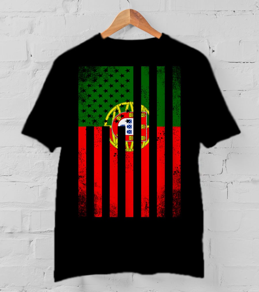 Half Portuguese Flag American Inside Me USA Flag Fusion T-Shirt