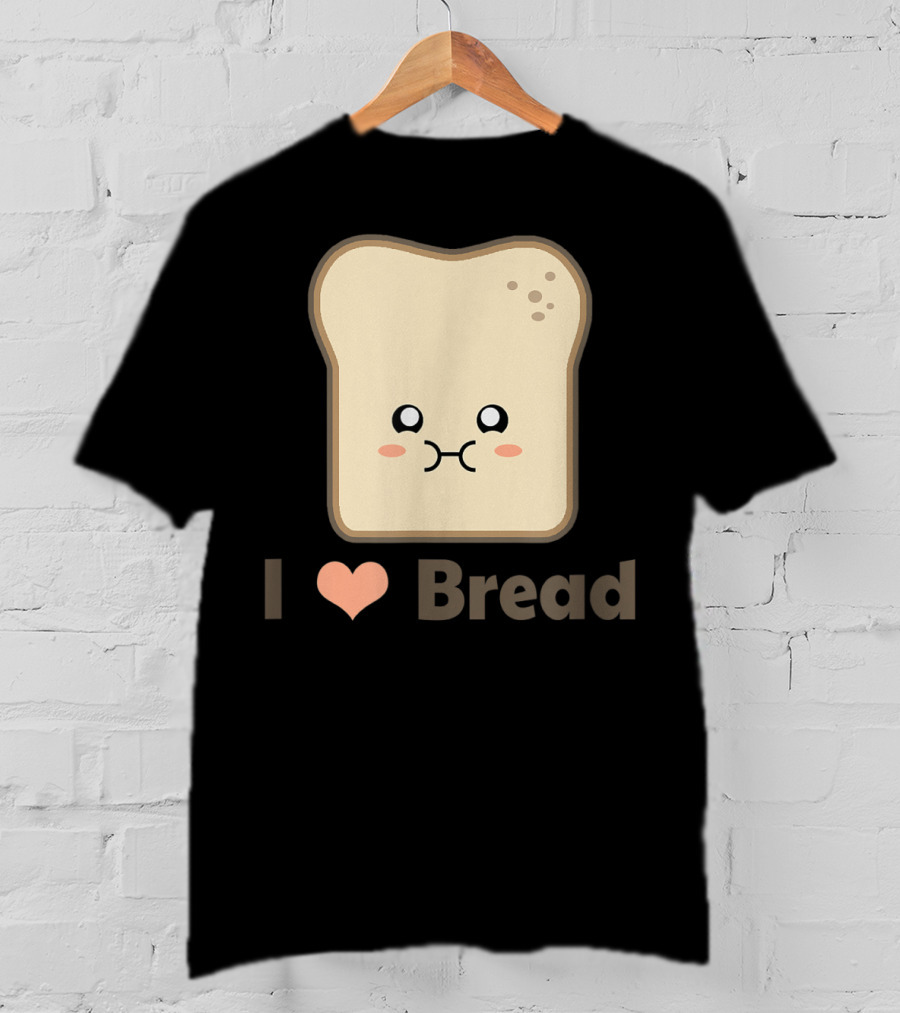 I Heart Kawaii Bread Cute Face T-Shirt