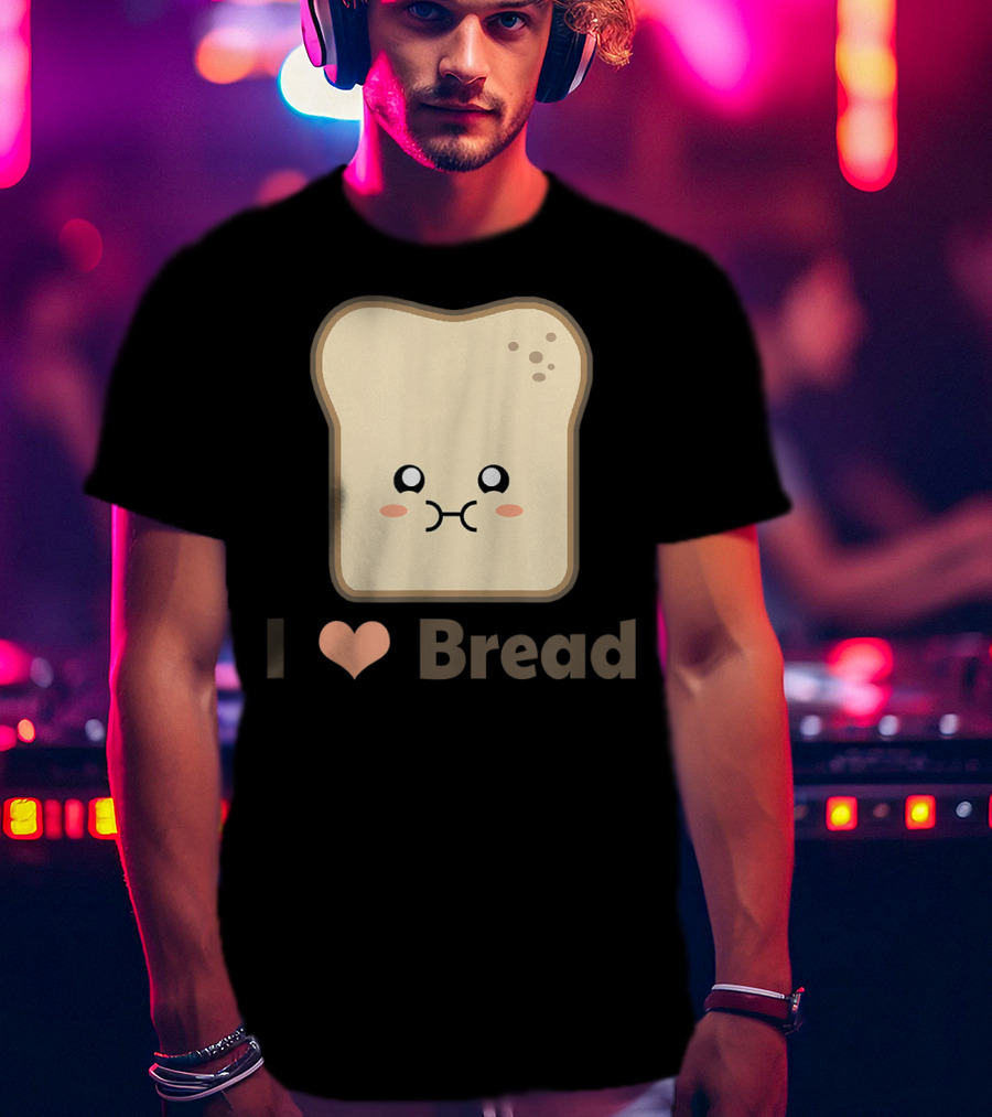 I Heart Kawaii Bread Cute Face T-Shirt