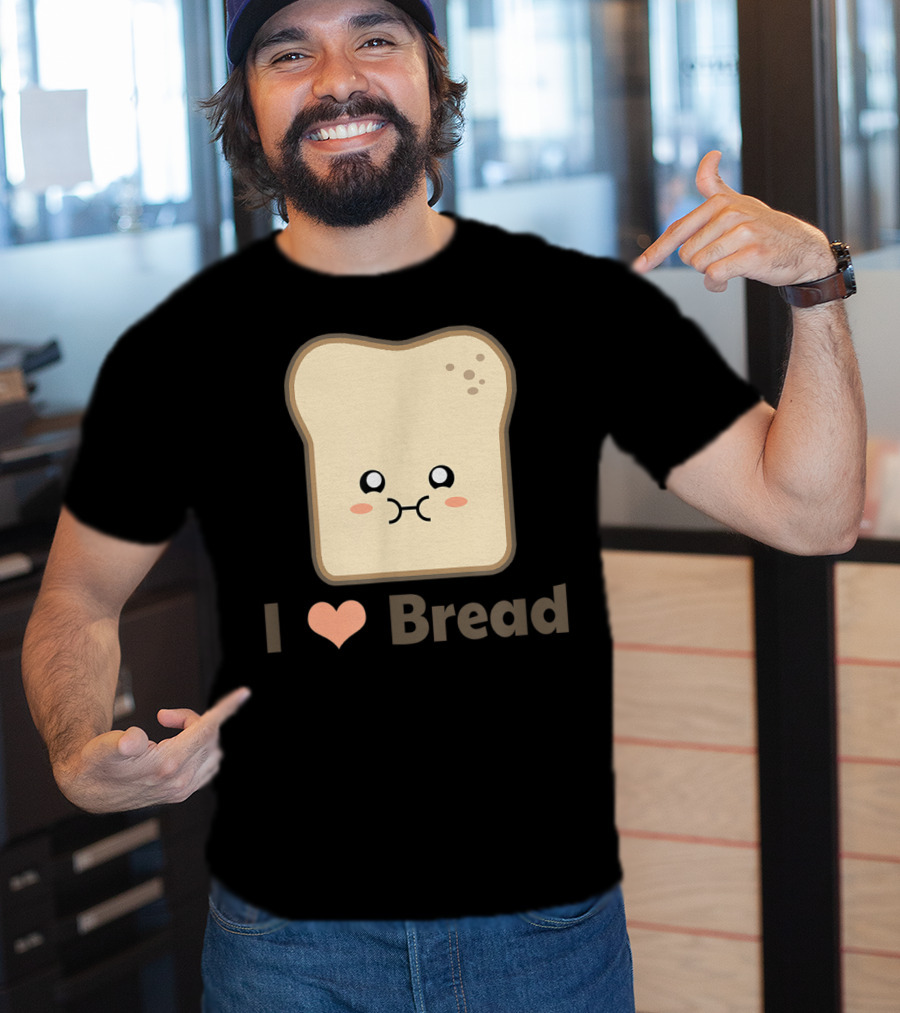 I Heart Kawaii Bread Cute Face T-Shirt