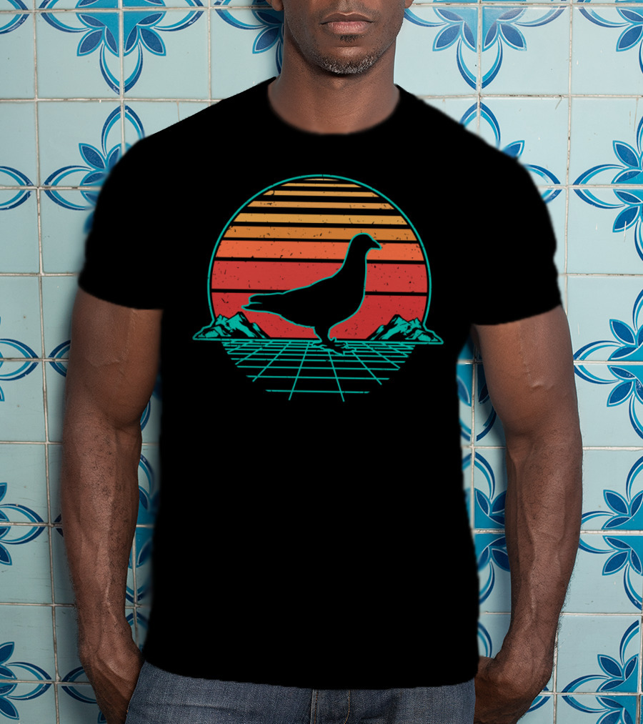 Pigeon Dove Bird Animal Vintagewave Sunset T-Shirt