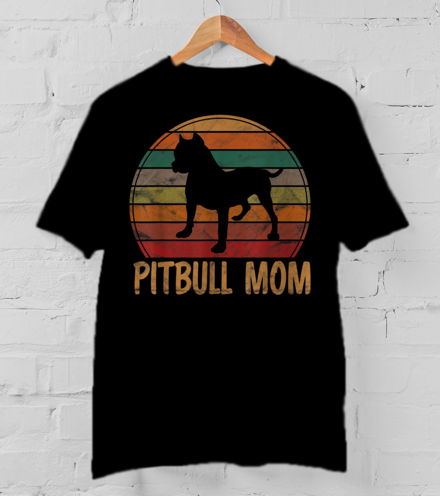 Pitbull Mom Dog Lover Pet Mother Pit Bull Mama Retro T-Shirt