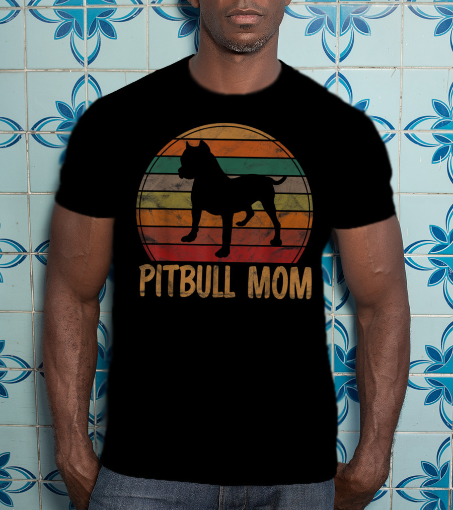 Pitbull Mom Dog Lover Pet Mother Pit Bull Mama Retro T-Shirt