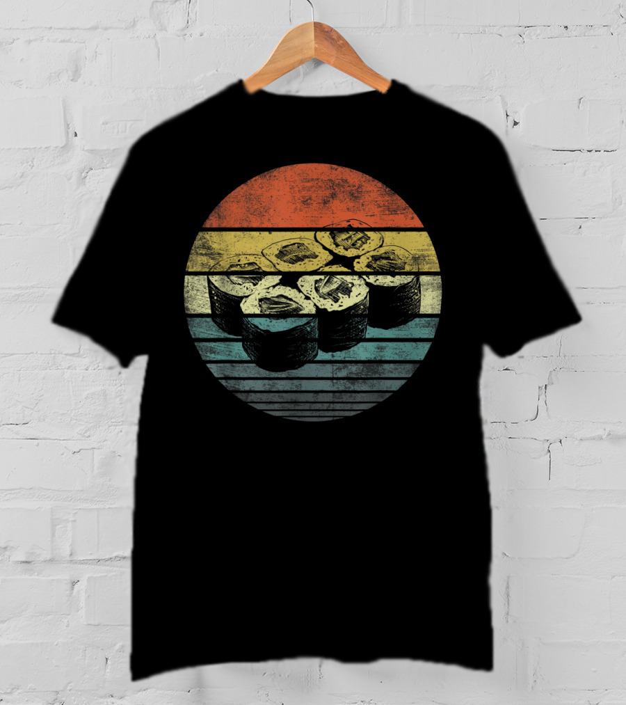 Retro Sushi Roll Sashimi Lover Vintage Japanese Food Chef T-Shirt
