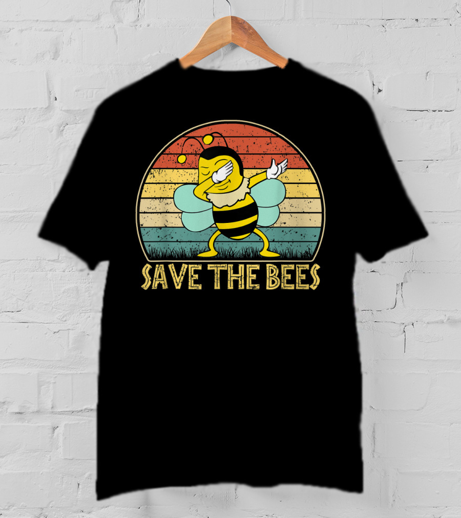 Save The Bees Vintage Dabbing Bee Retro Style Climate Change T-Shirt