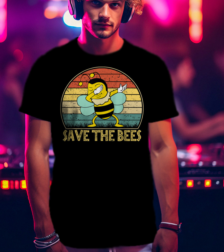 Save The Bees Vintage Dabbing Bee Retro Style Climate Change T-Shirt