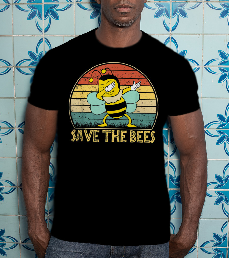 Save The Bees Vintage Dabbing Bee Retro Style Climate Change T-Shirt