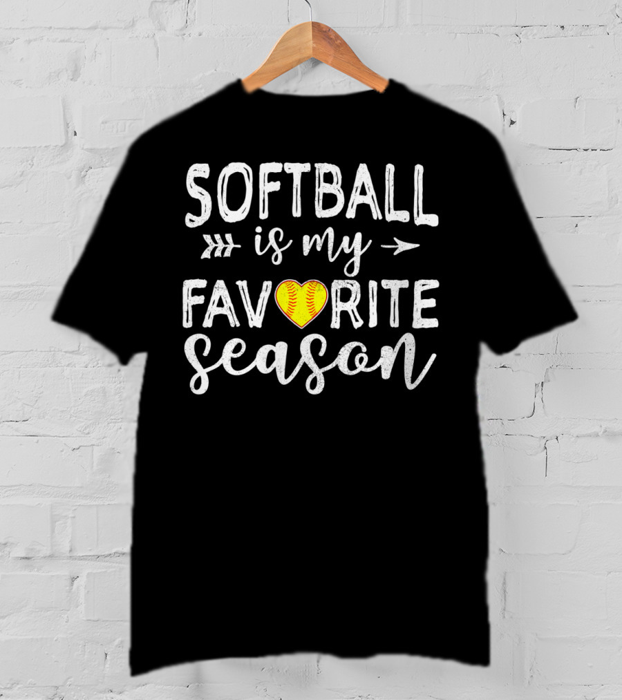 Softball Is My Favorite Season Heart Arrow T-Shirt