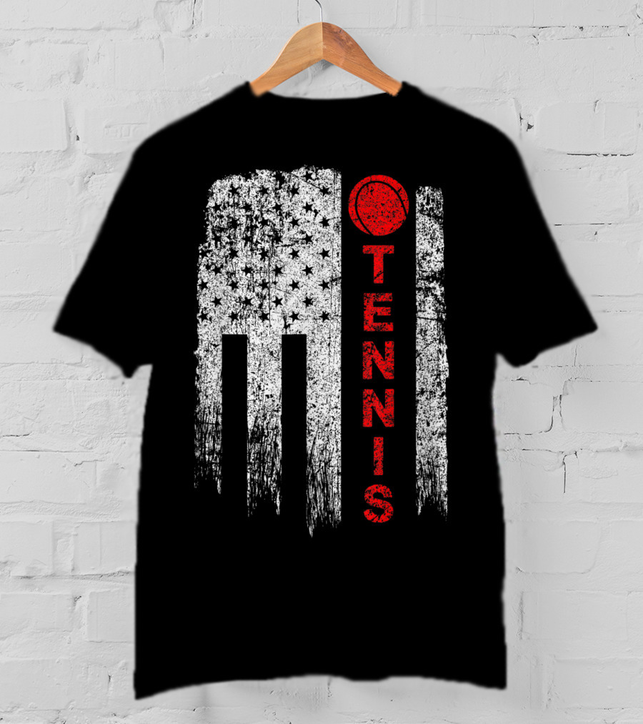 USA Red White Tennis Boys American Grunge T-Shirt
