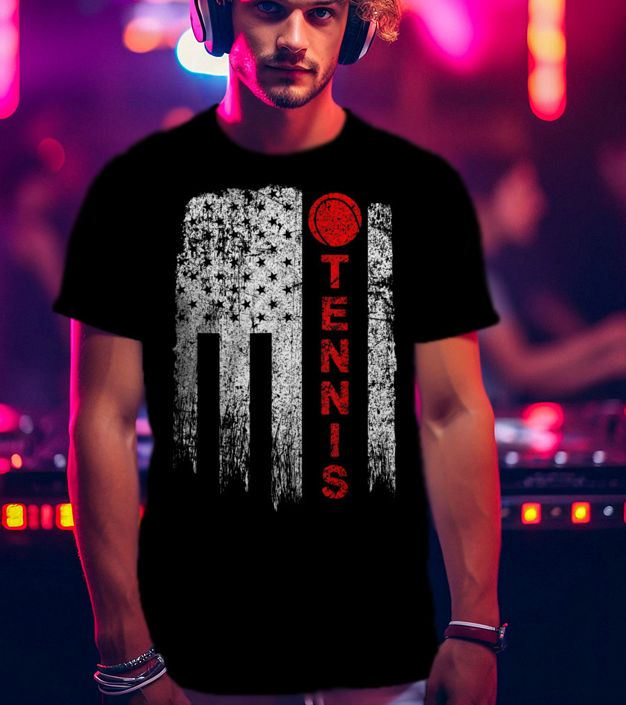 USA Red White Tennis Boys American Grunge T-Shirt