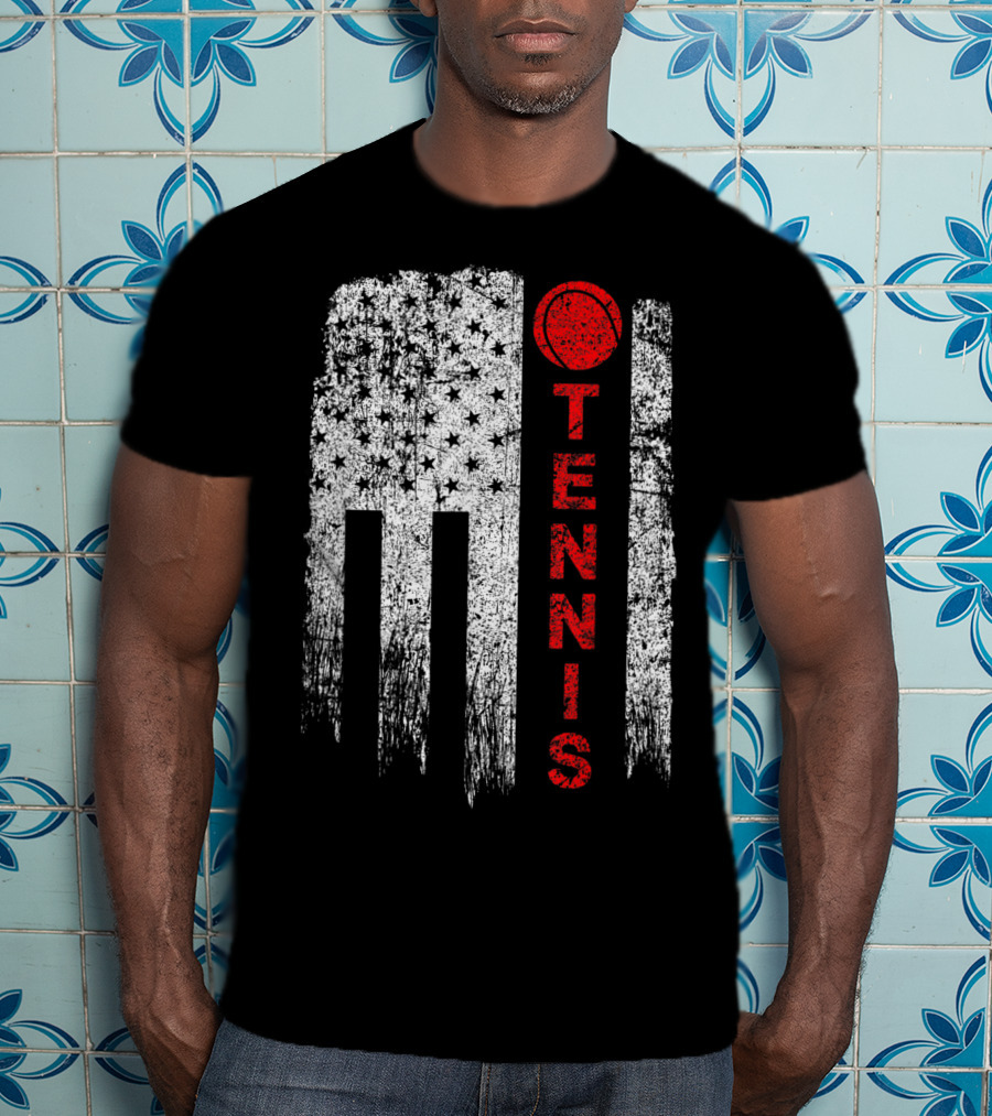 USA Red White Tennis Boys American Grunge T-Shirt