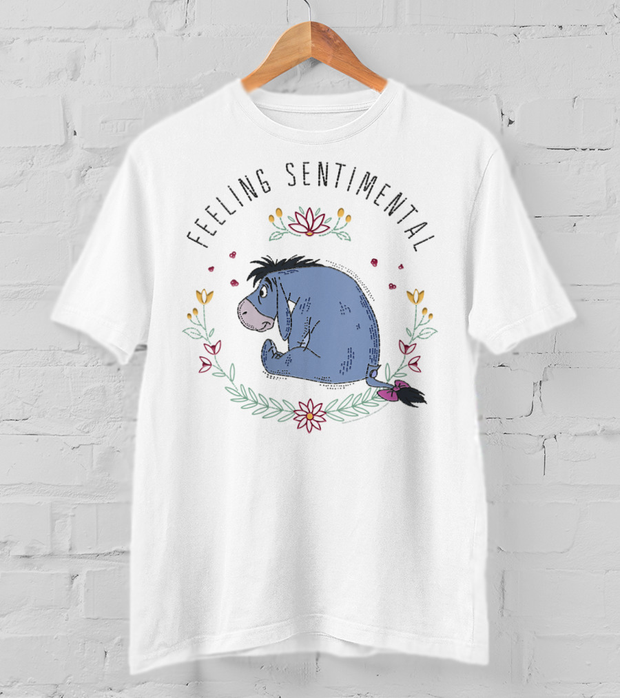 Eeyore Feeling Sentimental Surrounded By Floral Accents T-Shirt
