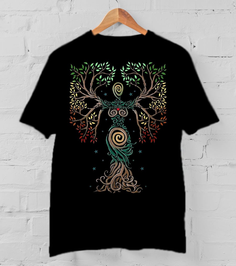 Tree Of Life Woman With Floral Design Elements T-Shirt