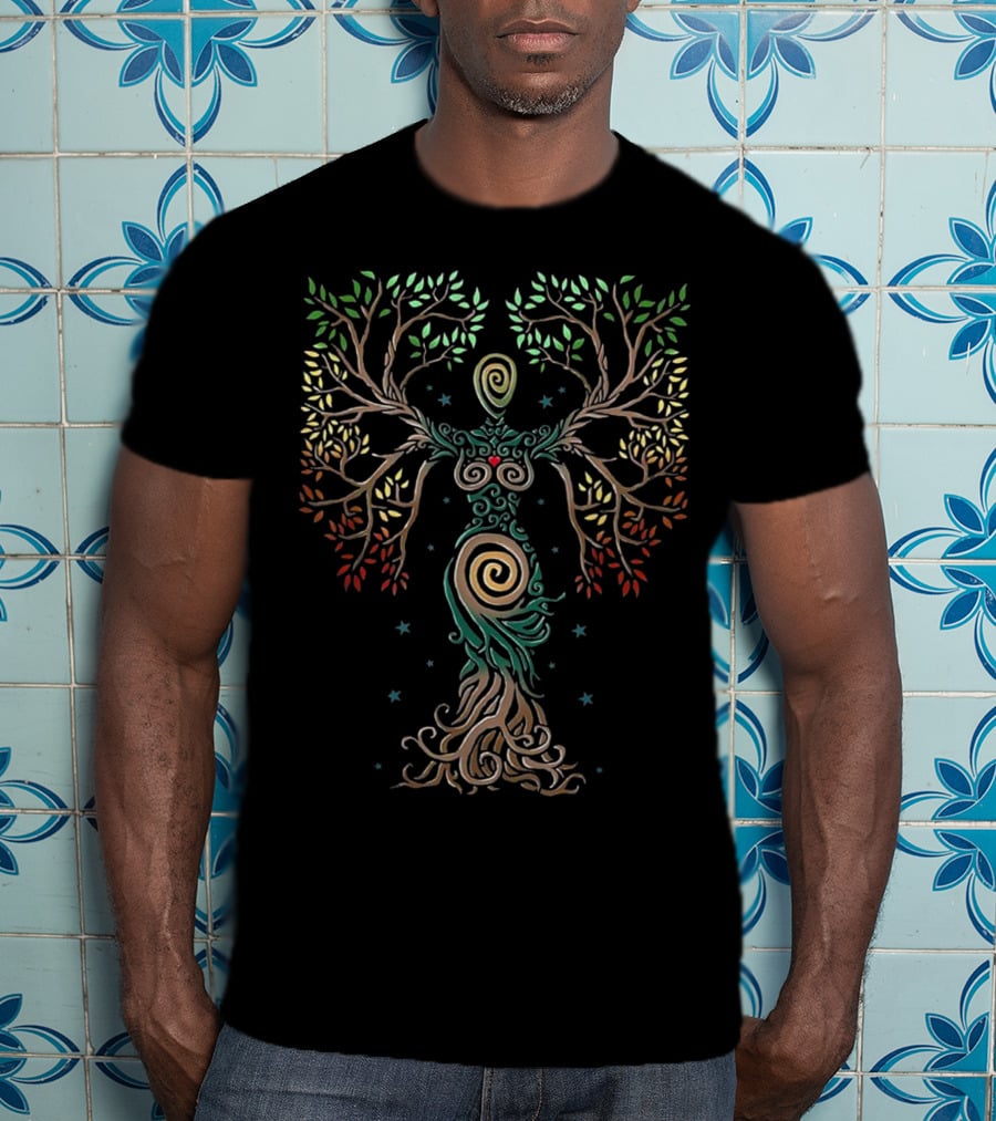 Tree Of Life Woman With Floral Design Elements T-Shirt