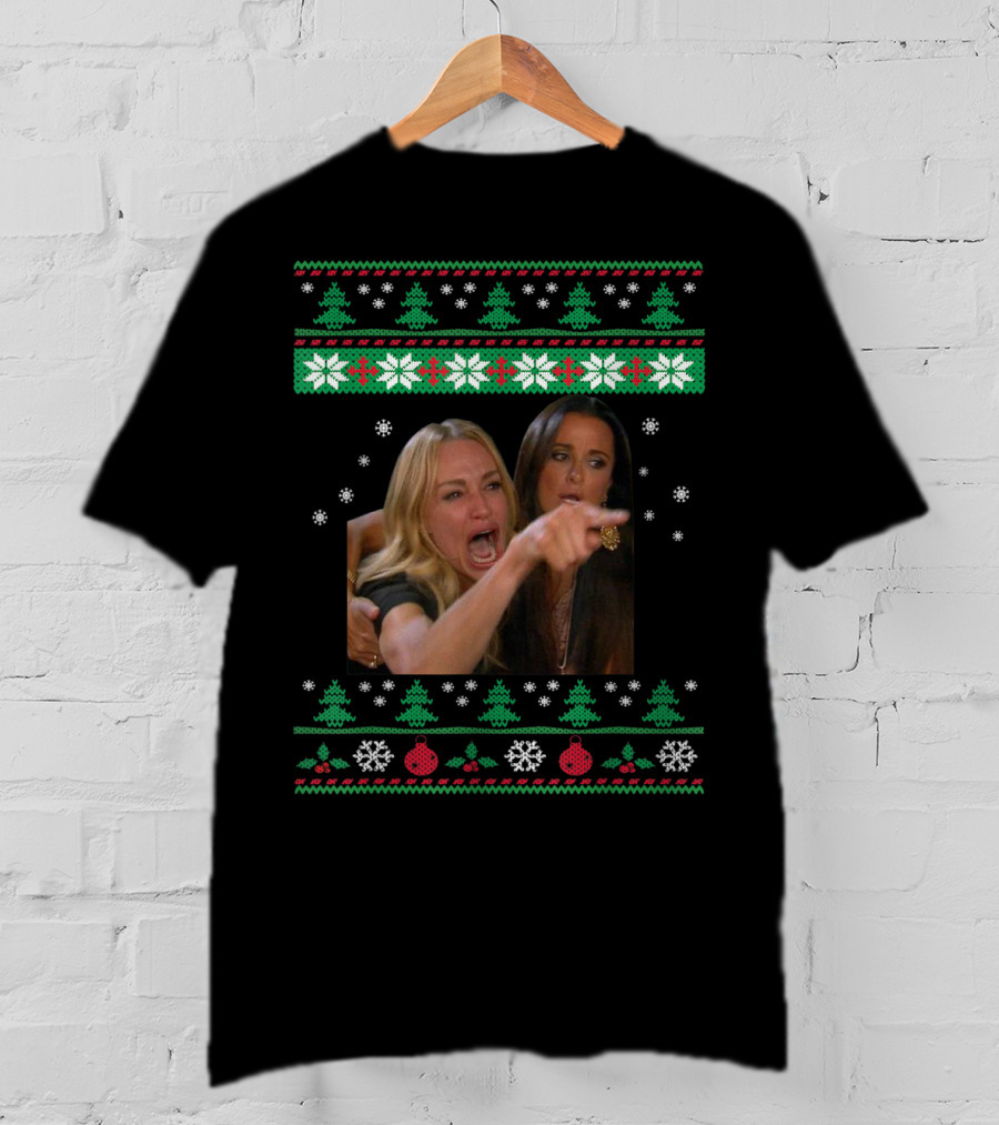 Woman Yelling At A Cat Ugly Christmas Sweater Meme T-Shirt