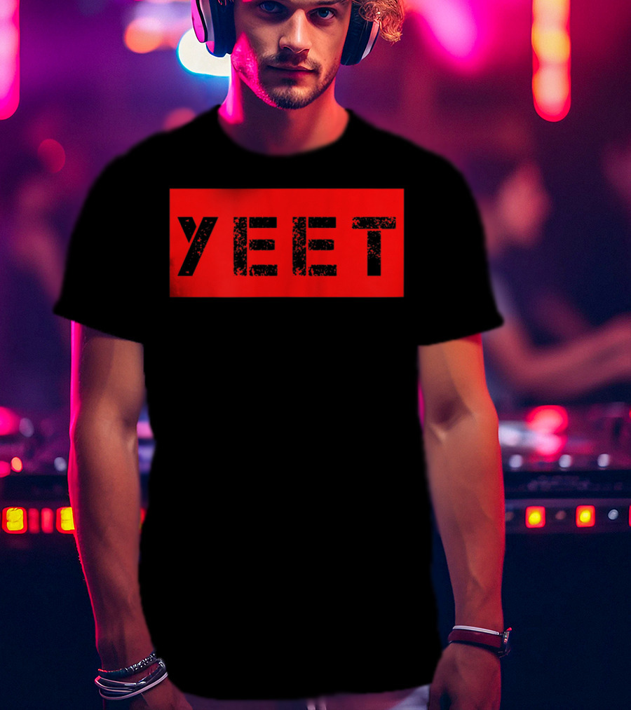 Yeet Meme Gamer Millennial Slogan Bold Red Block Text T-Shirt