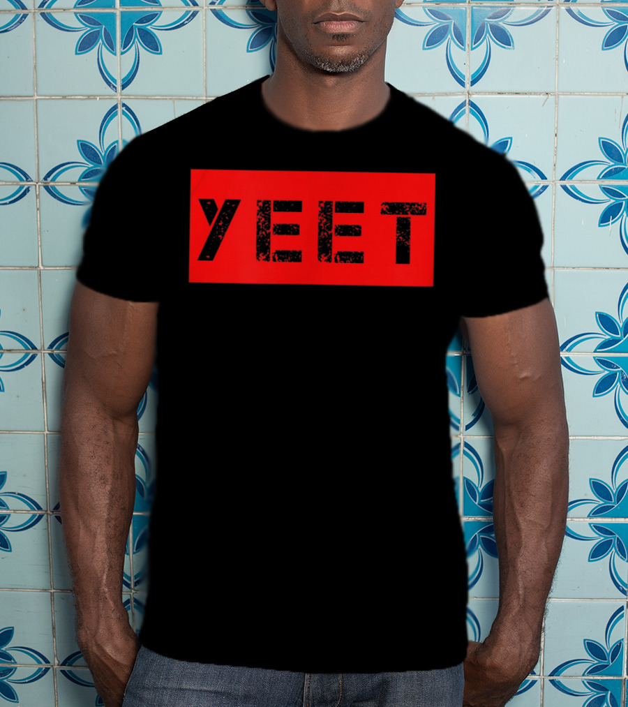 Yeet Meme Gamer Millennial Slogan Bold Red Block Text T-Shirt