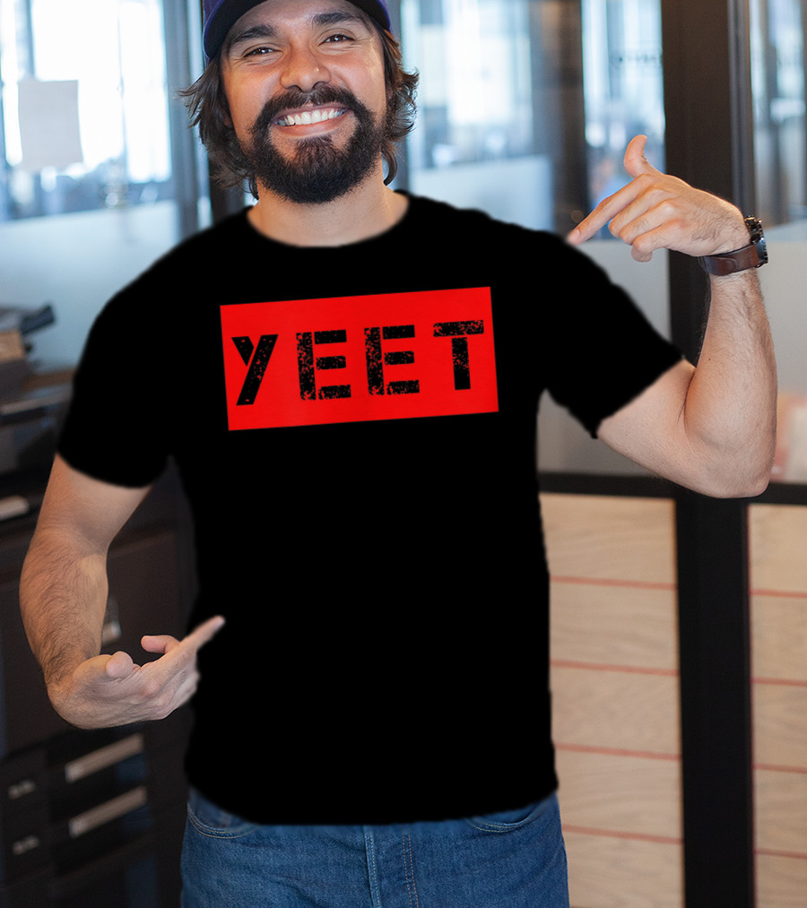 Yeet Meme Gamer Millennial Slogan Bold Red Block Text T-Shirt