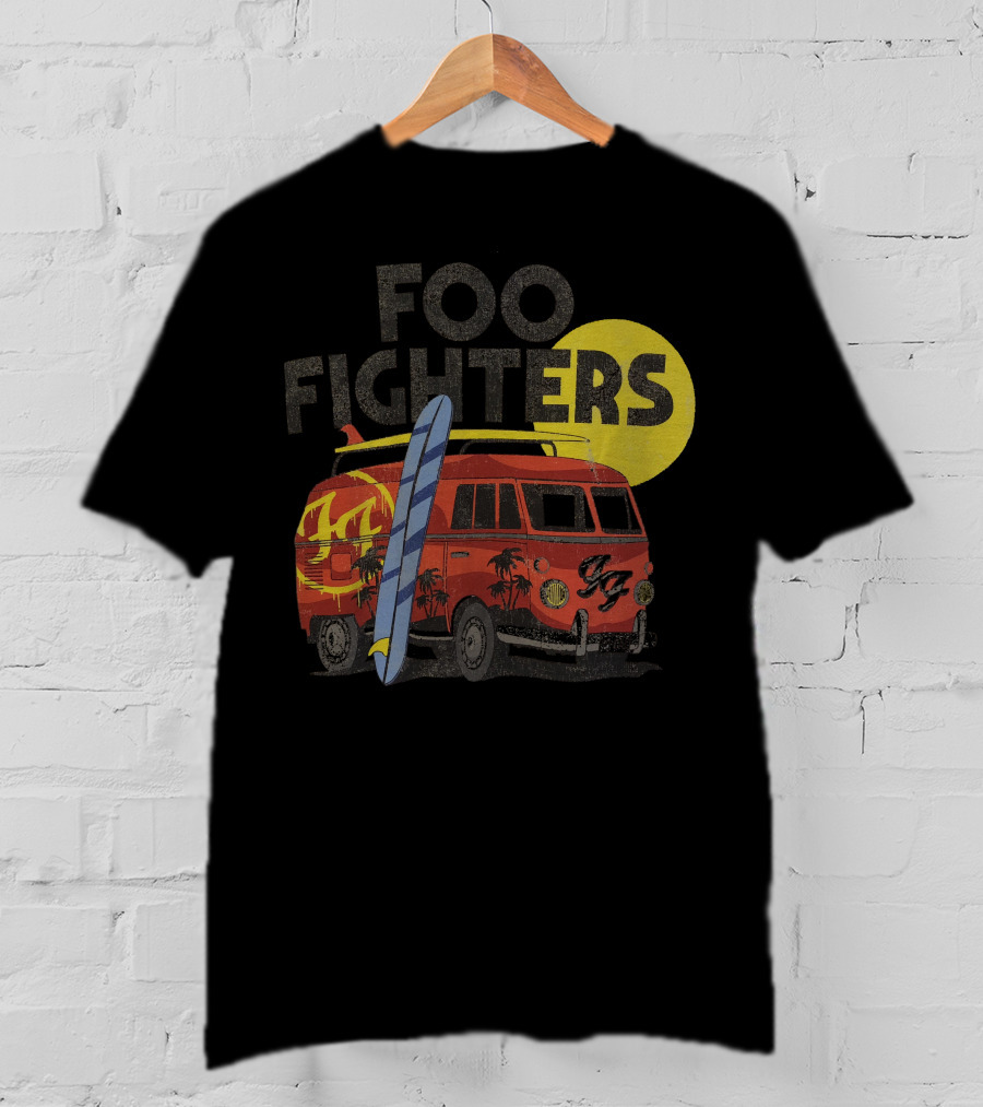 Foo Fighters Surf Van With Palm Trees And Sun T-Shirt