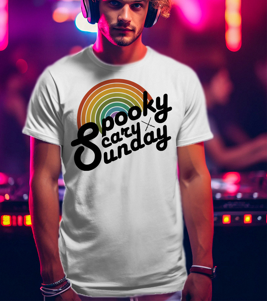 CoryxKenshin Spooky Scary Sunday Retro Rainbow T-Shirt