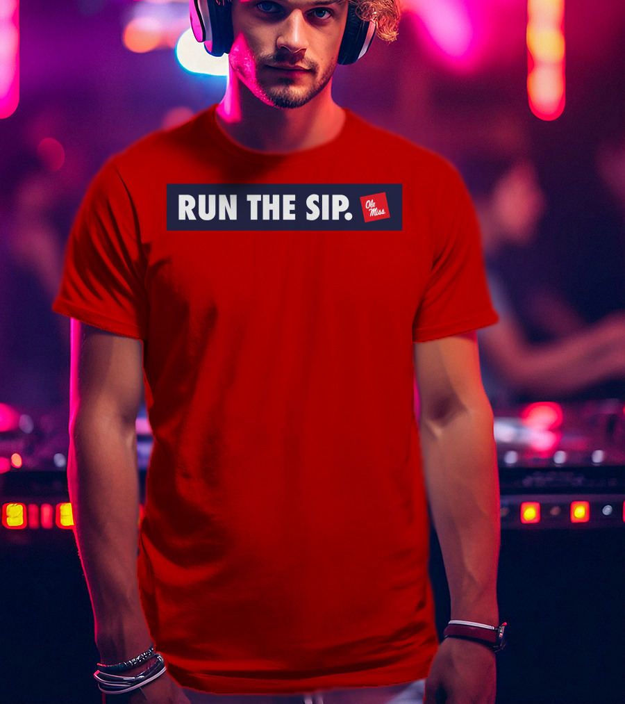 Ole Miss Run The Sip Bold Red T-Shirt