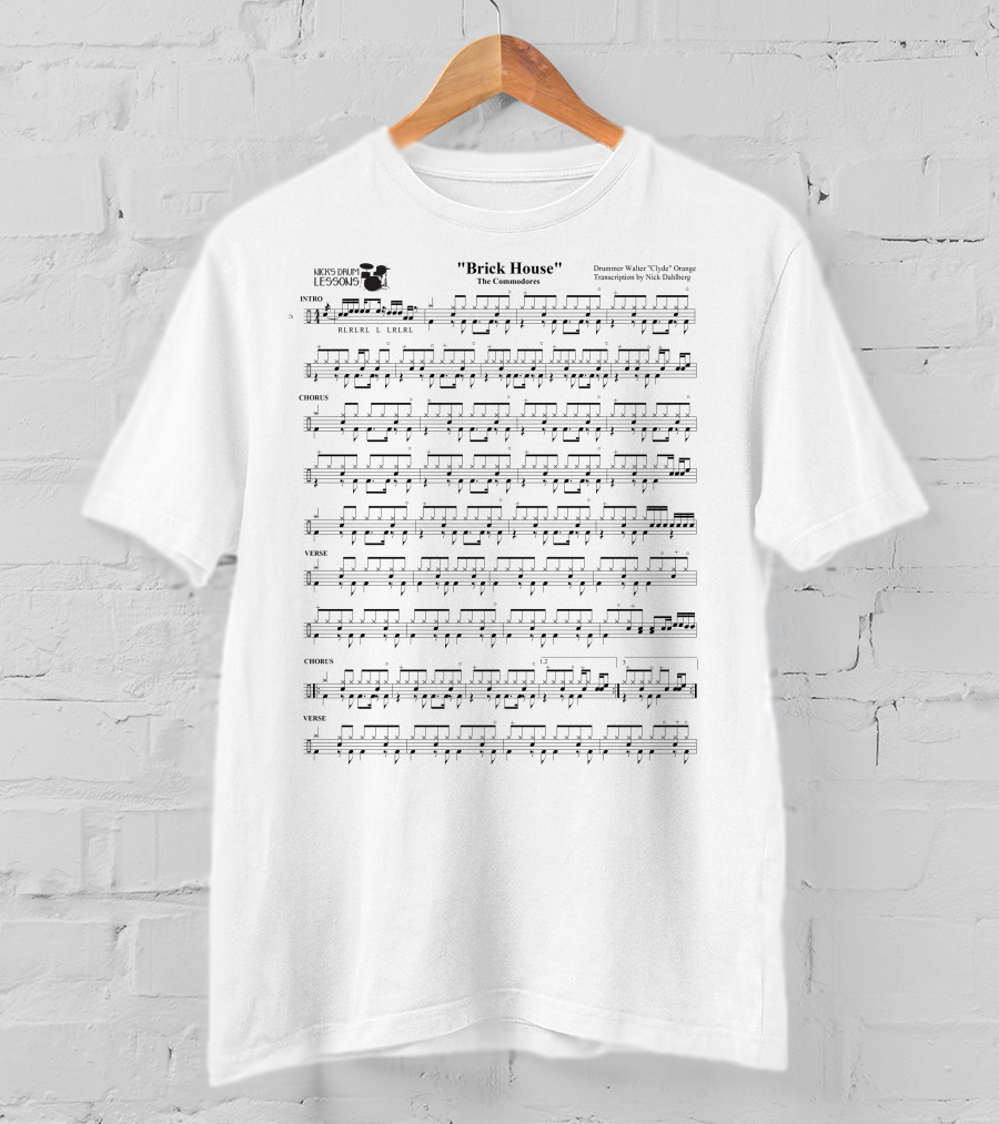 Brick House Sheet Music The Commodores Transcription By Nick Dahlberg T-Shirt