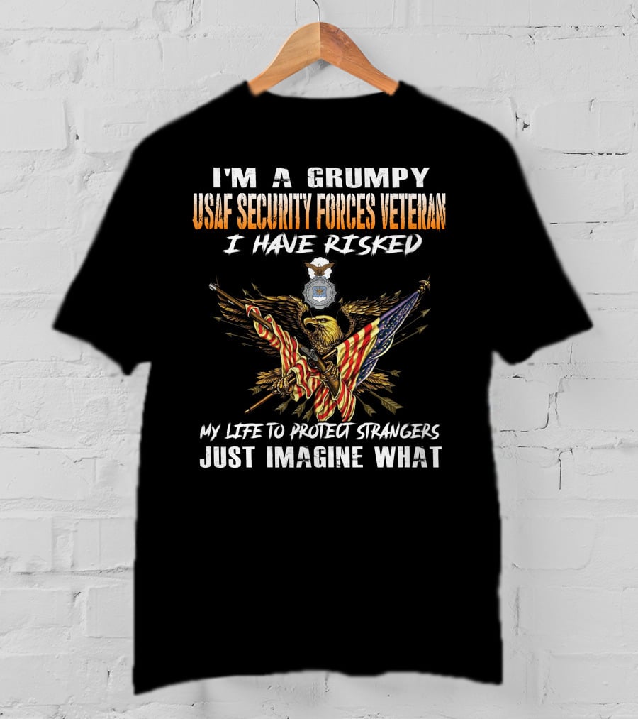 I'm A Grumpy Usaf Security Forces Veteran I Have Risked My Life To Protect Strangers Just Imagine What T-Shirt