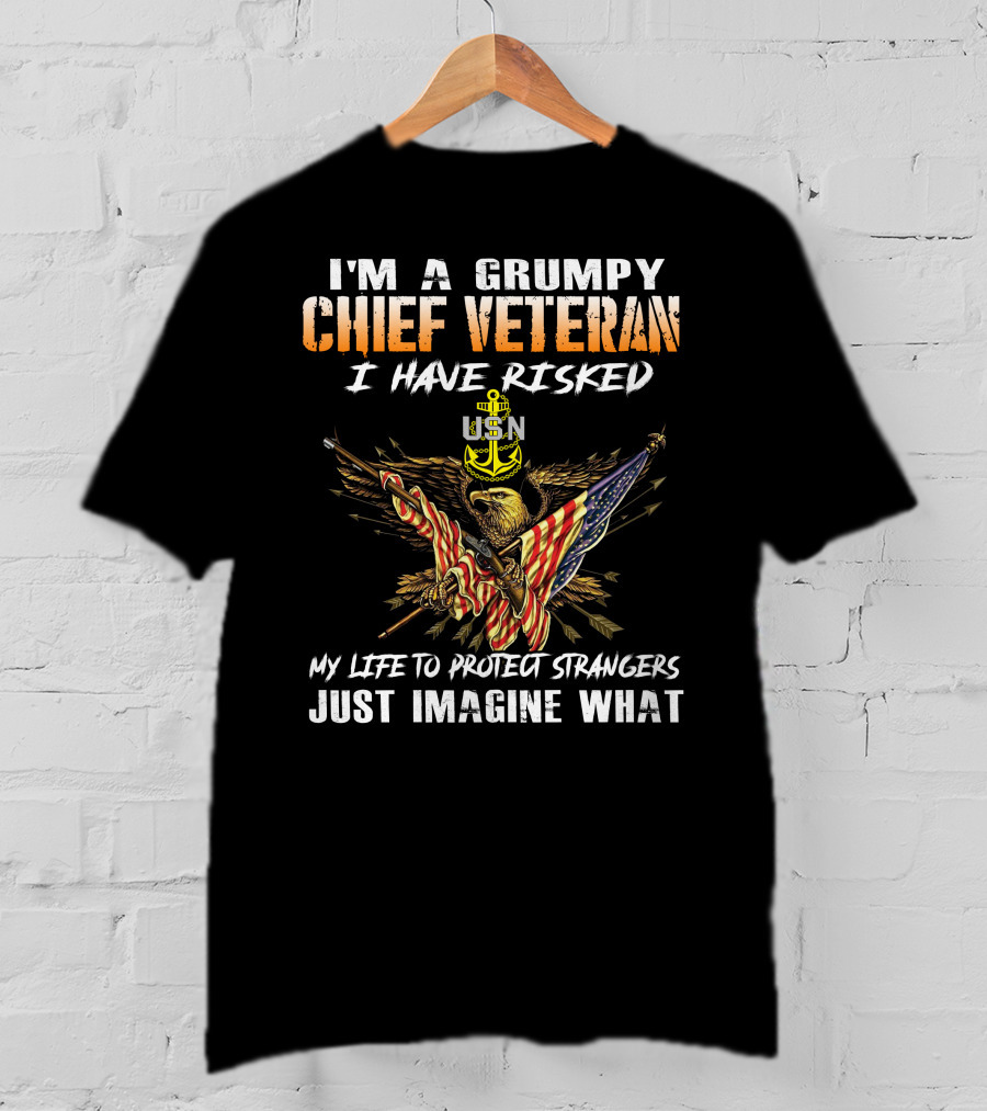 I'm A Grumpy Chief Veteran Usn I Have Risked My Life To Protect Strangers Just Imagine What T-Shirt