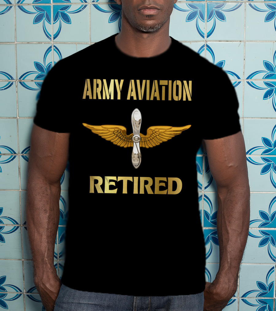 Army Aviation Retired Propeller Wings T-Shirt