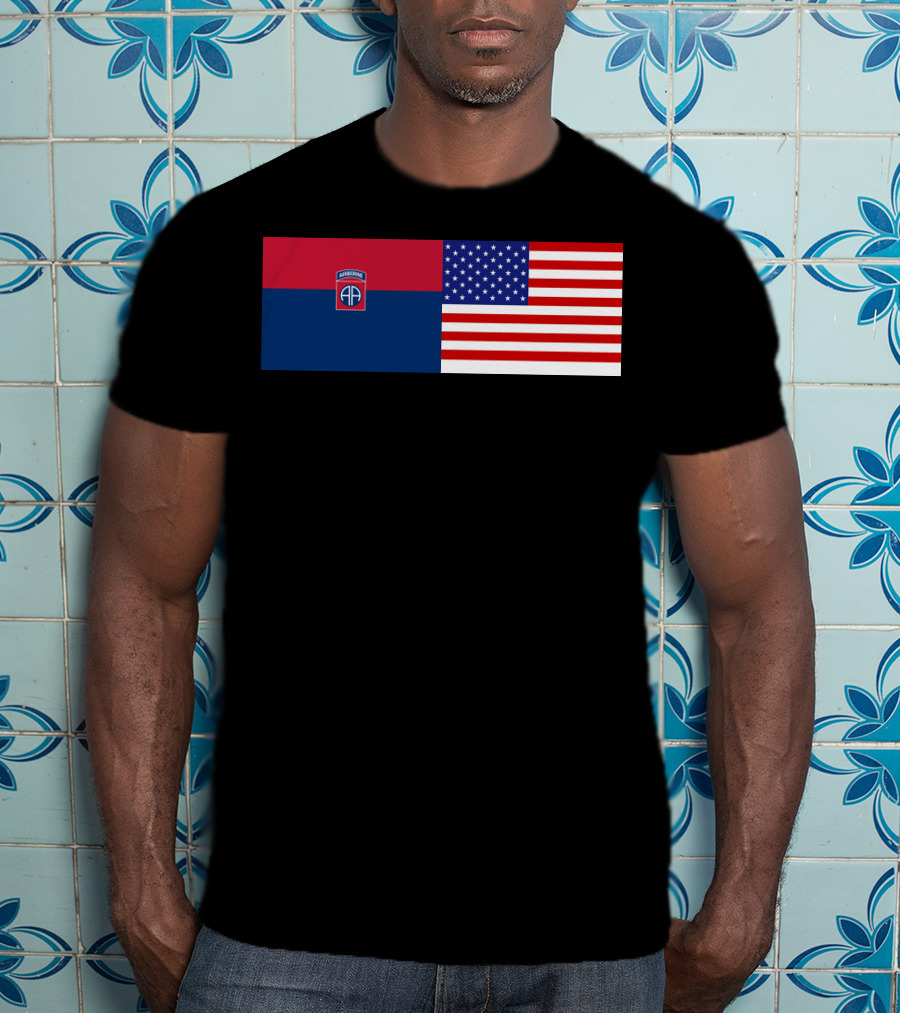 82Nd Airborne Division And American Flag Hklkh1 T-Shirt
