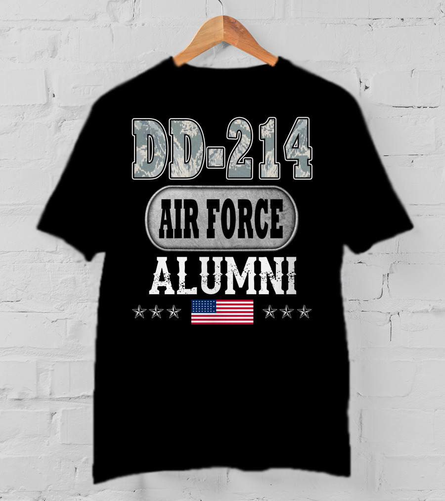 Dd-214 Air Force Alumni Usa Flag Stars T-Shirt