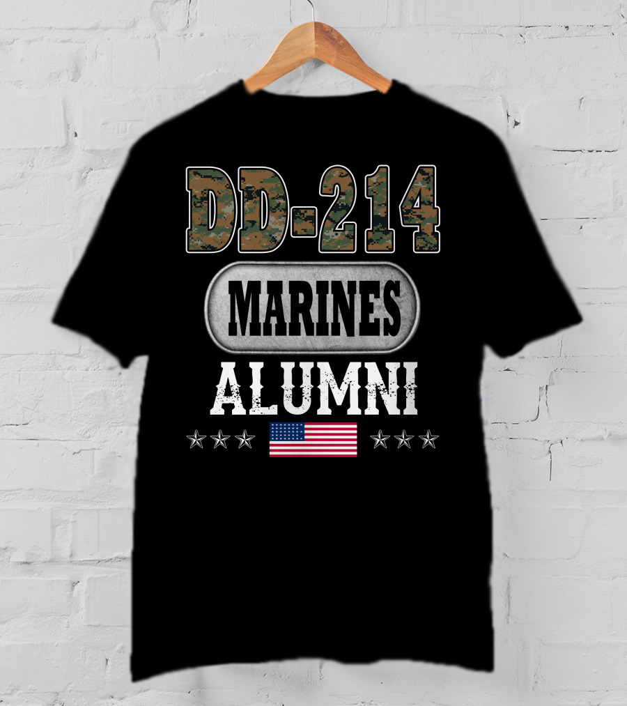 Dd-214 Marines Alumni American Flag Stars T-Shirt