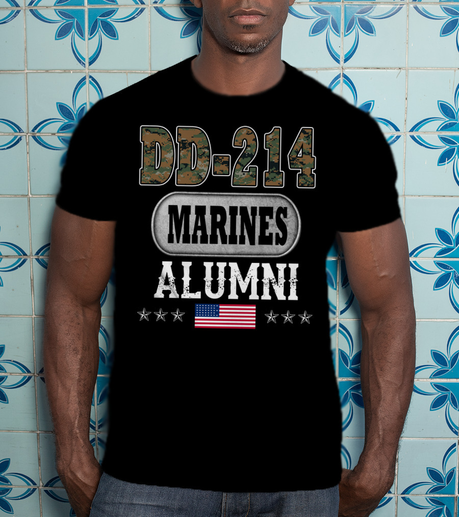 Dd-214 Marines Alumni American Flag Stars T-Shirt