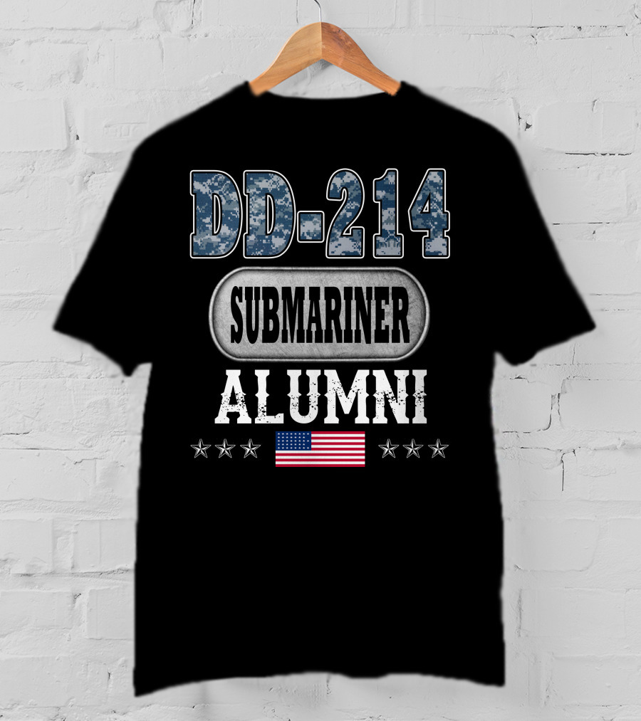 Dd-214 Submariner Alumni American Flag Stars T-Shirt