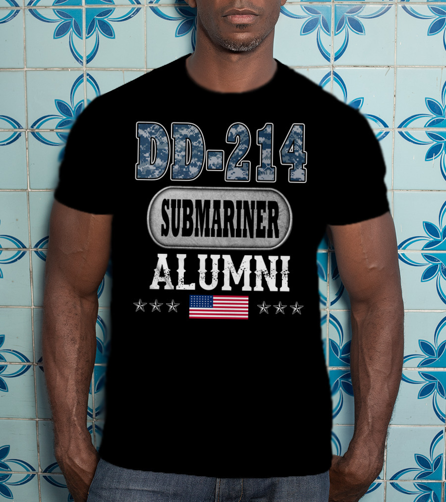 Dd-214 Submariner Alumni American Flag Stars T-Shirt