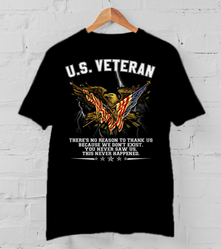 U.s. Veteran Eagle American Flag Patriotic Military Tribute T-Shirt